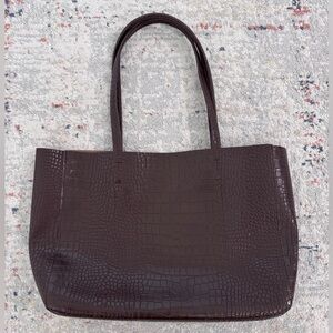 Brown crocodile print tote